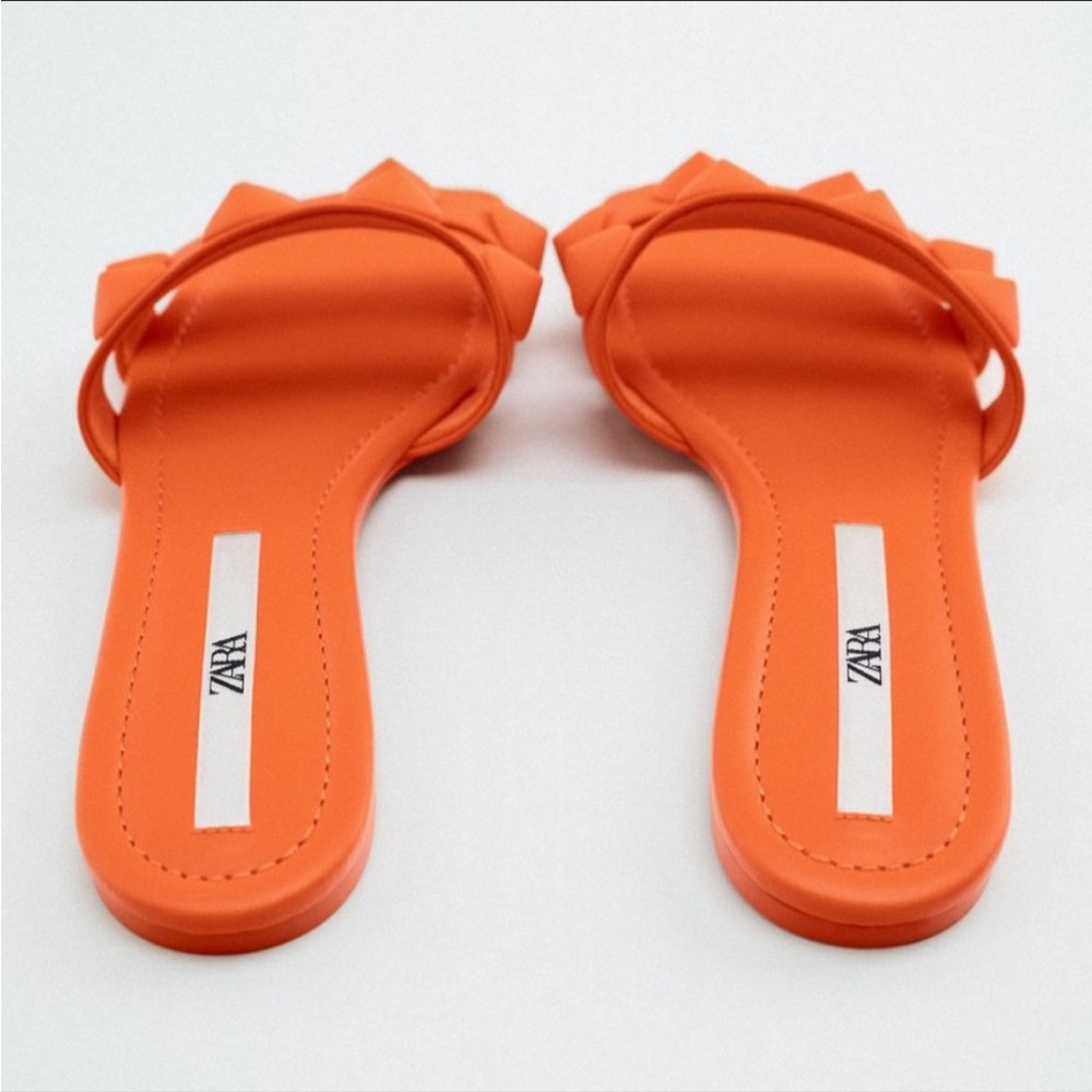 NWT Orange Zara Rubberized Sandals w/ Tonal Studs